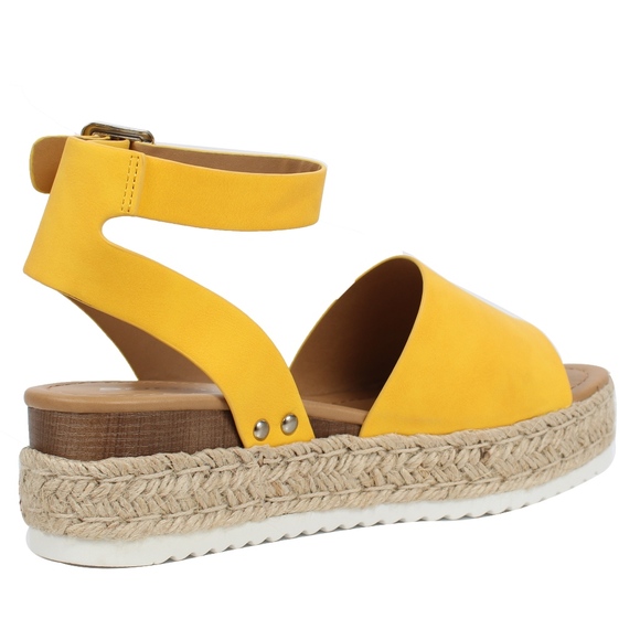 Size 10 Yellow Open Toe Halter Ankle Strap Espadr - Picture 3 of 7